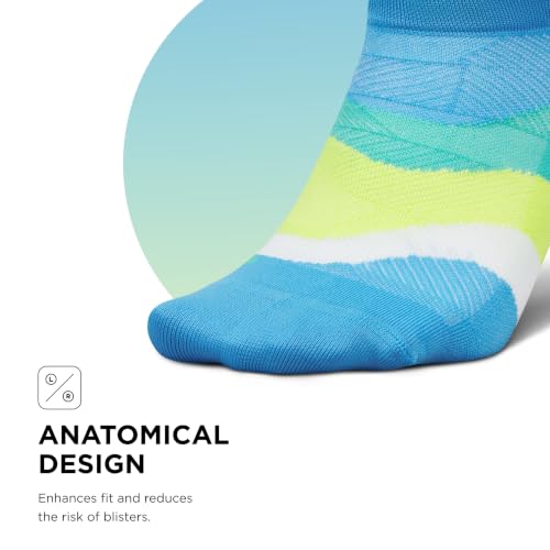 Feetures Elite Ultra Light No Show Tab Ankle Socks - Sport Sock with Targeted Compression - color: Arctic Blue (1 Pair), size: Large