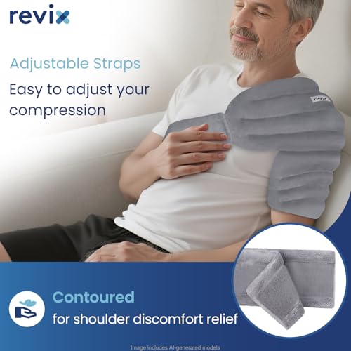REVIX Shoulder Heating Pad Microwavable for Rotator Cuff, Moist Heat, Gray - size: Standard