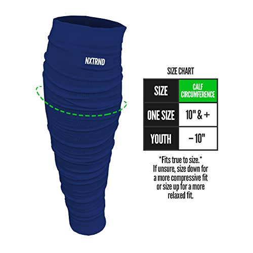 Nxtrnd Football Leg Sleeves, Calf Sleeves for Men & Boys, Sold as a Pair - color: Navy Blue, size: Youth