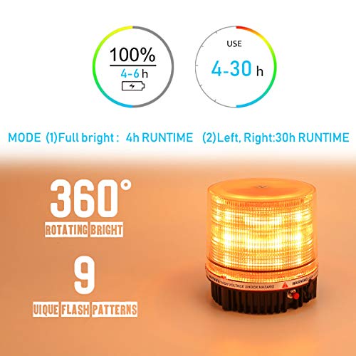 Amber Wireless Rotating Beacon Amber Battery Led Strobe Warning Light - color: Amber