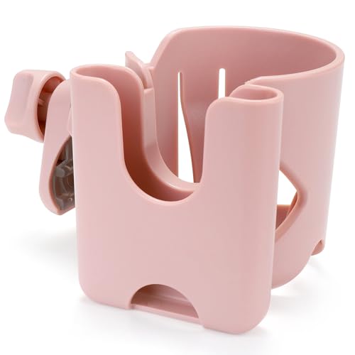 Accmor Stroller Cup Holder, Universal Cup Holder for Walker Wheelchair Bike Scooter, 360° Rotatable Stroller Cup Holder Attachment Walker Wheelchair Accessory - color: Cup Phone Holder-Pink