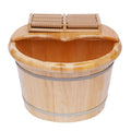 Wooden Foot Bath Bucket Foot Soaking Bath Basin with Lid Wood Footbath Barrel with Massage Roller Pedicure Barrel for Spa, Massage, Sauna 12.2 * 9.84in (Log Color) - color: Log Color