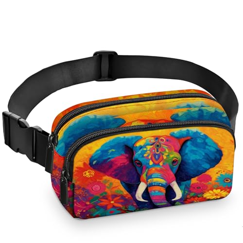 Elephant Fanny Pack Women Fashion Belt Bag Waterproof Adjustable Strap Waist Pouch Casual Workout Travel Cycling Running - color: Metallic