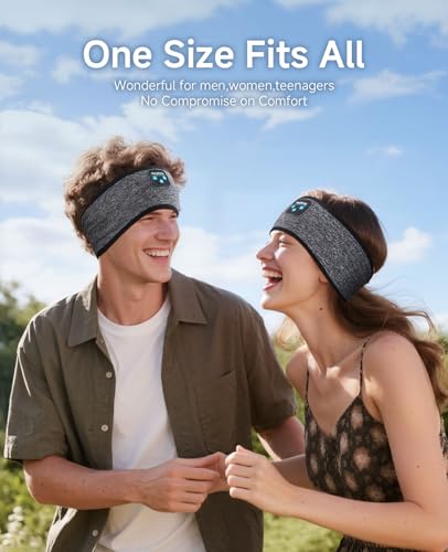 Perytong Sleep Headphones Bluetooth 5.4 Headband, Sports Wireless Earphones Sweat Resistant Earbuds Sleeping Headphone with Ultra-Thin HD Stereo Speaker for Workout Running Cool Gadgets Unique Gifts - color: HB DarkGrey
