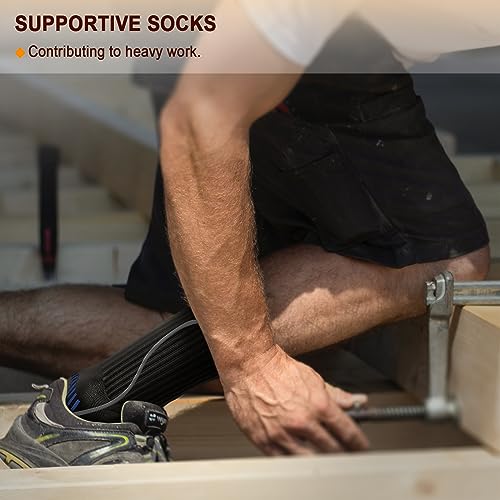 BULLIANT Men 6-Pack Athletic Compression Crew Socks for Running Gym Sports - color: Black 3712, size: 8-10