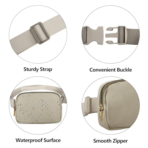 Waist Belt Bag Fashion Fanny Women Waist Pack With Adjustable Strap For Travel Running Hiking Walking Wood Grey with rope - color: Wood Grey with rope