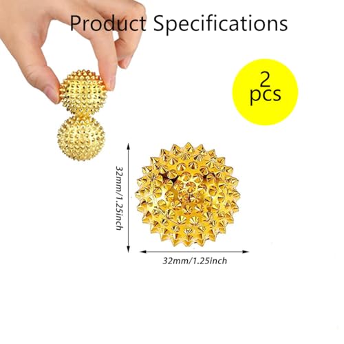 2Pack Hand Massage Ball, Golden Massage Ball, Magnetic Hand acupoint Portable Manual Massage Ball Hand Acupoints Balls,