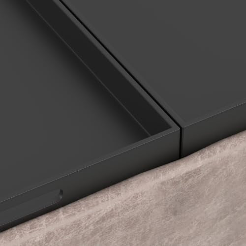 SIMPLIHOME Owen 34" Wide Vegan Leather Rectangle Tray Top Ottoman in Grey - color: Distressed Grey