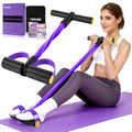 Pedal Resistance Band with Handle, Foot Pedal Resistance Band for Women, Multifunction Exercise Bands for Home Gym Full Body & Working Out - color: black/purple