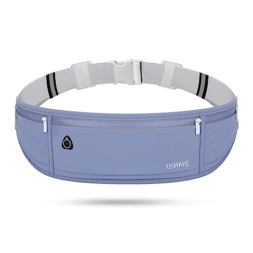 USHAKE Slim Running Belt, Bounce Free Fanny Pack Phone Holder - color: Dark Blue