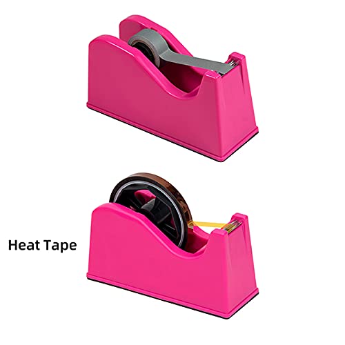 Desktop Tape Dispenser Adhesive Roll Holder (Fits 1" & 3" Core) with Weighted Nonskid Base (2Pack-Rose red) - color: 2pack-rose Red