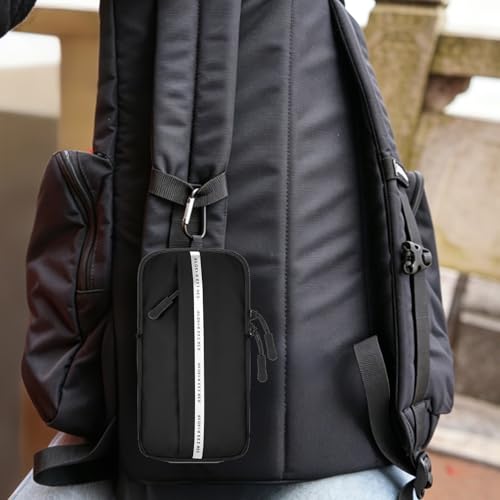 3-in-1 Multi-Function Phone Bag: Sports Armband + Small Crossbody Body Bag + Outdoor Hanging Pack for Running, Walking, Hiking, Gym, Travel (Fits iPhone & Android) - color: Black-Reflective Style