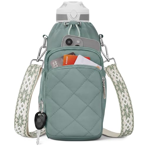 SYTRAH Water Bottle Bag Crossbody，Insulated Holder Purse - color: Antique Green