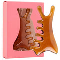 Gua Sha Facial Tools, 4 in 1 Resin Head Massager Scalp Comb - color: Brown-11