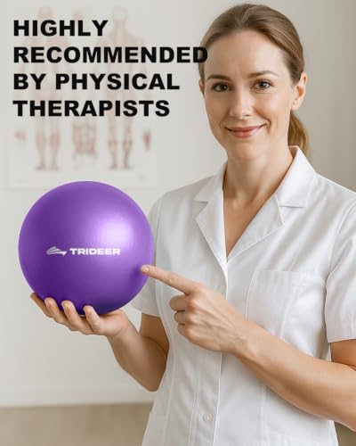 Trideer Exercise Ball for Rehabilitation with Guide, 9 Inch Pilates Ball - color: Purple (with inflation straw)
