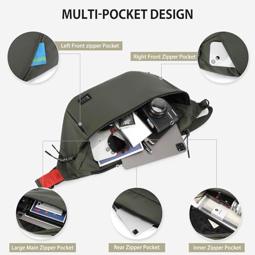Fashion Large Crossbody Fanny Pack for Men Women,Waterproof Waist Bag fanny Packs belt bag sling bag with 5-Zipper Pockets,Carrying 7.9"phone,Green-Medium - color: B-Green-M