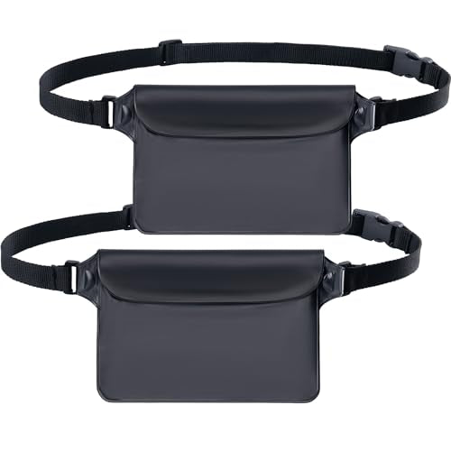 CADONO 2-Pack Waterproof Pouch with Adjustable Waist Strap - color: Black+Black