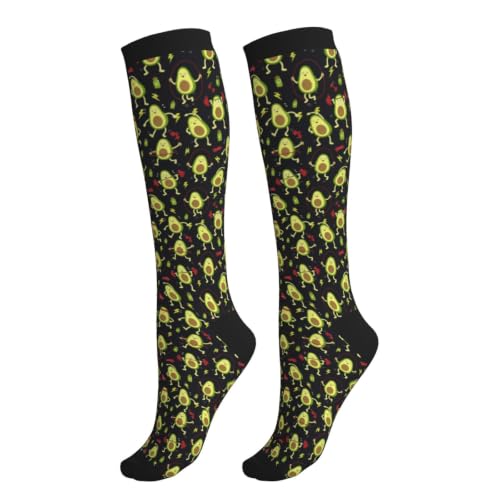 Avocado Compression Socks Women Men Knee High Stock for Running Work Support Nurses Travel - color: Avocado