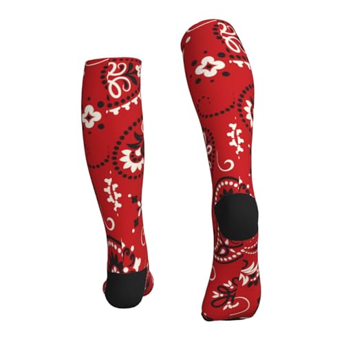 Compression Socks Women And Men For Nurses Travel Pregnancy Recovery Running Athletic - color: Red Bandanna Paisley