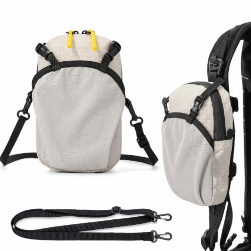 Backpack Strap Attachment Bag, Portable Phone Pocket & Water Bottle Holder Pouch for Outdoor Hiking, Travel, Cycling (Gray) - color: Gray