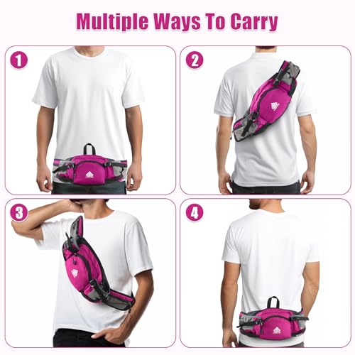 Fanny Pack Waist Bag with Water Bottle Holder for Men Women Running Hiking Travel Dog Walking Workout Cycling Outdoor (Pink) - color: Pink