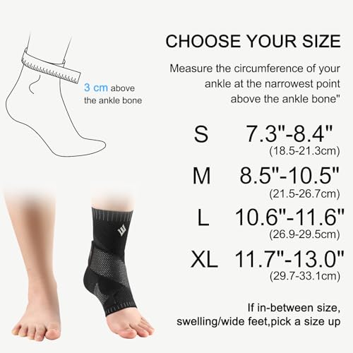 NEENCA Compression Ankle Sleeve with Removable Figure-8 Strap - color: Black, size: Small
