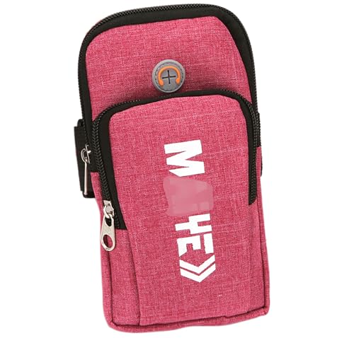 2 Pockets Cell Phone Armband, 7 Inch x 4.2 Inch Enlarge Phone Bag Phone for Running, Footing, Sports and Mountaineering (red)