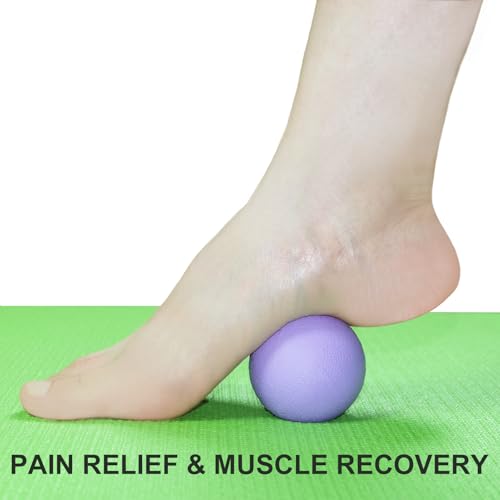 Hard Lacrosse Ball Massage Ball Therapy. Firm Trigger Point Massager Tool for Deep Tissue Yoga Physiotherapy Myofascial Release Muscle Relax Plantar Fasciitis Pain Relief (2 Pack) (Purple) - color: Purple