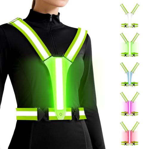 LED Reflective Vest, Rechargeable Light Up Running Vest