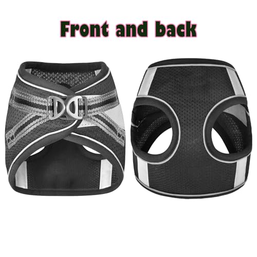 Cat Harness and Leash Set, Adjustable Soft Vest with Reflective Strap - color: black-2, size: Large(chest:16''-20'')