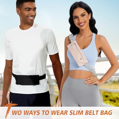 WHIPPY Slim Running Belt Fanny Pack for Women Men Elastic Runners Belt Waist Pouch Chest Bag Phone Holder Waist Pack for Running Hiking - color: 1-Black