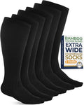 Pembrook® 3 Pairs Plus Size Compression Socks Wide Calf - Bamboo Viscose - color: All Black - 3 Pairs, size: X-Large