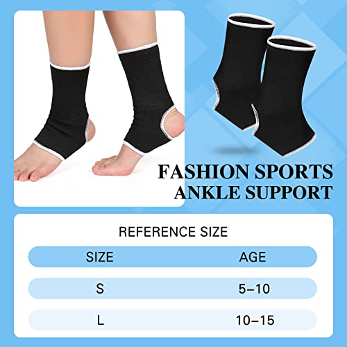 Haysandy 4 Pcs Kids Ankle Brace Support, Black, 10-15 Years - color: Black, size: 10-15 Years