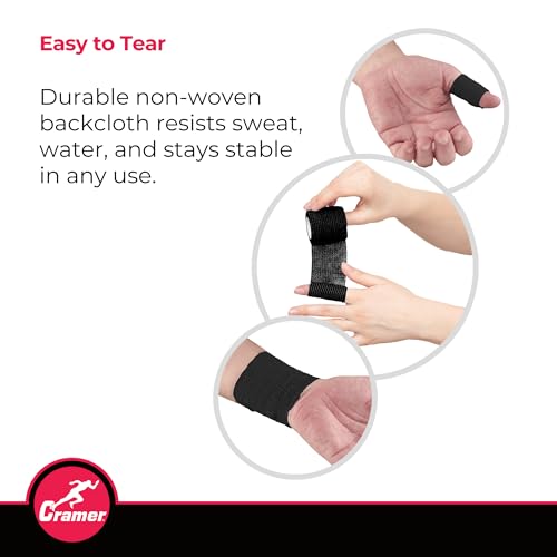 Cramer Eco-Flex Self-Stick Stretch Tape, Cohesive Tape, Flexible Elastic Sports Tape, Athletic Training Supplies, Easy Tear Self-Adherent Bandage Wrap, Bulk Cases, 6 Yard Rolls, Compression Tape - color: Black, size: 2 in x 6 yd - 24 Rolls