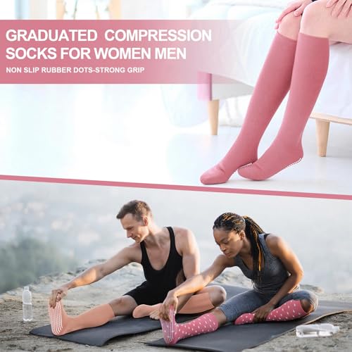 3 Pair Non Slip Compression Socks Women Men - color: Warm Tone, style: Minimalist