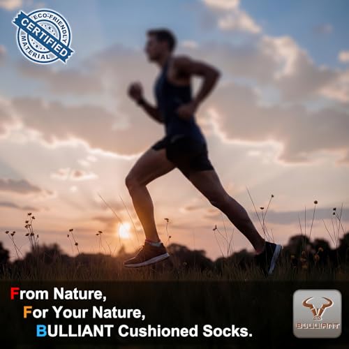 BULLIANT Men Cushioned Compression Nylon Ankle Running Socks No Show 6Pack - color: 6pairs-gray Heather 8627, size: 13-15