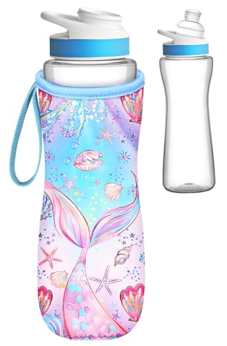 Water Bottle Sleeve for Cirkul 22 oz - Bottles Cover Holder Carrier Bag with Handle Strap - color: Blue Pink