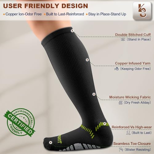 KEMISANT Women Cushioned Compression Knee High Sports Recovery Socks 3Pack - color: 3pairs-black8304, size: Small-Medium