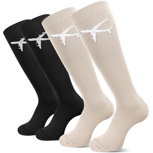 Skicuff 2 Pairs Travel Compression Socks for Men and Women - color: Classic