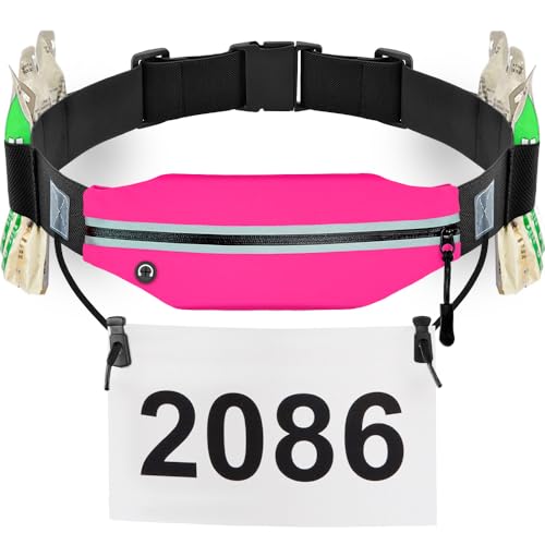 RJ-Sport Race Number Belt Bib Holder with Runner Pouch (Hot Pink) - color: 06 Hot Pink