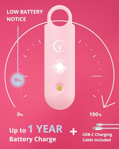 Vantamo Personal Alarm for Self Defense with Low Battery Notice, Strobe Light & Extra Loud 130 dB Double Speakers Safety Keychain Set for Women, Rechargeable Panic Button for Womens Self Defense - color: Light Rose