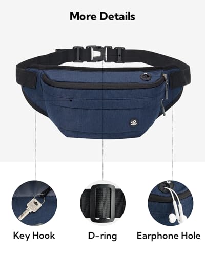 WATERFLY Fanny Pack Waist Bag: Large Crossbody Fannie Bum Belt Bag Hip Phanny Pack for Men Women Outdoor Sport Hiking Traveling Walking - color: Sapphire Blue