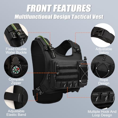 Running Vest with 2L Leakproof Water Bladder, Chest Pack for Hunting with Insulated Compartment for Men & Women Running, Cycling, Camping, Hiking, Skiing