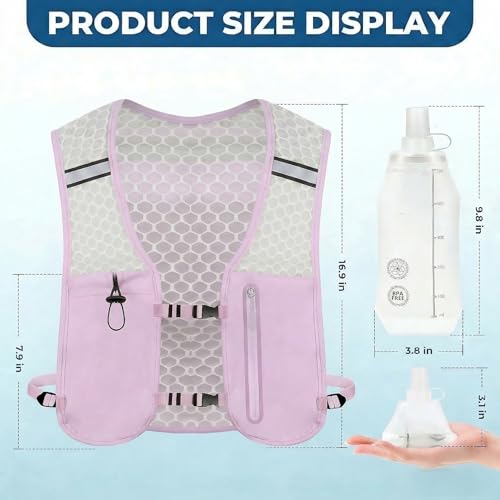 Running Hydration Vest, Adjustable Chest Straps Running Vest for Women Men with 500ml Soft Flask - color: Purple