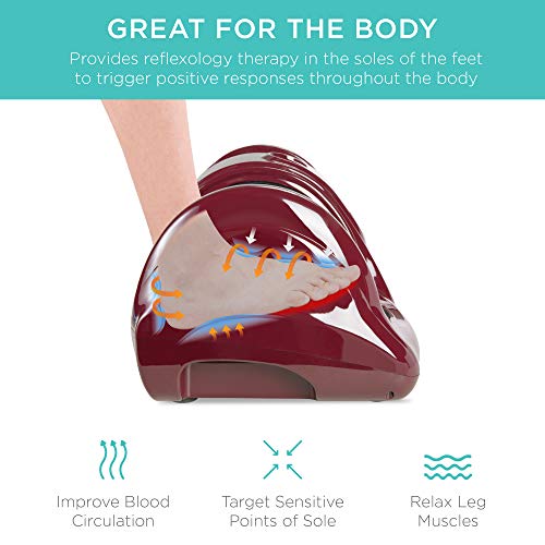 Best Choice Products Shiatsu Foot Massager for Pain Relief, Plantar Fasciitis, Neuropathy, Blood Circulation, Remote Control w/Compact Design - Burgundy - color: Burgundy