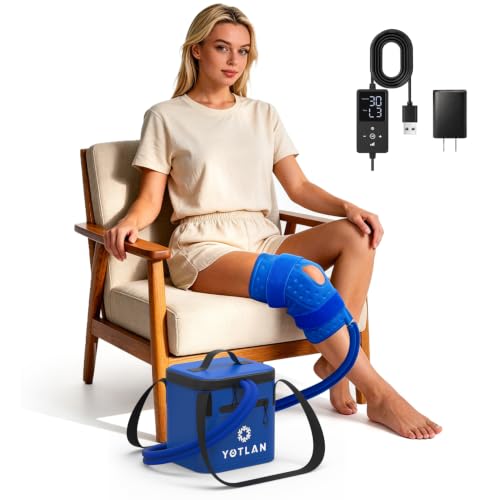 Ice Therapy Machine with Programmable Timer Continuous Cold Therapy System with Ergonomic Knee Pad for Knee Replacement Post-Surgery Recovery Pain Relief and Joint Swelling