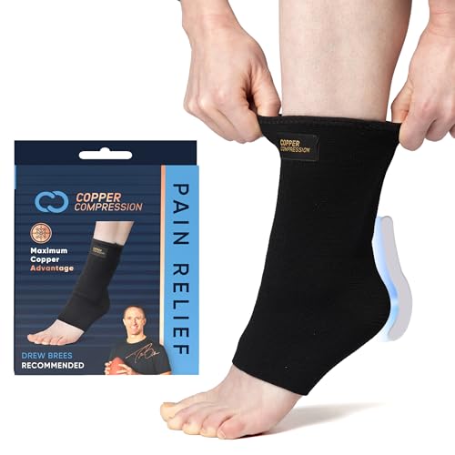 Copper Compression Achilles Support Sock – Silicone Gel Support for Tendonitis, Injury Recovery & Pain Relief – Lightweight, Breathable Compression for Swelling & Circulation – Wear Day & Night – L/XL - size: Large/X-Large
