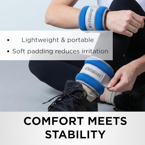 THERABAND Ankle Weights, Leg Weight, Wrist, Cuff, 2.5 lb, 2-Piece Set, Blue - size: Level 3 / 2.5lb