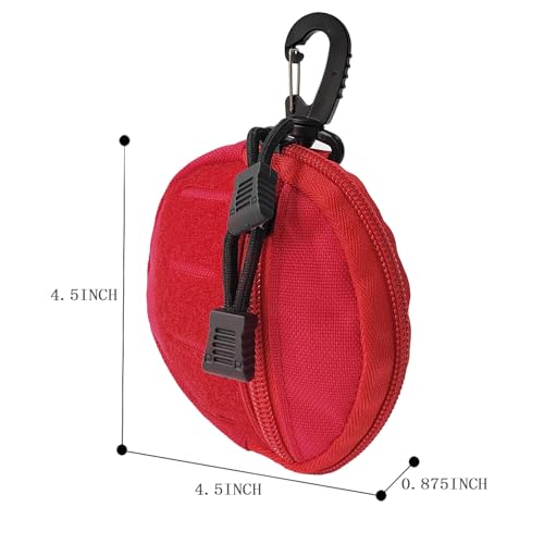 1000D Laser Cut Coin EDC Pouch Change Purse Tactical Round Zipper Bag - color: RED
