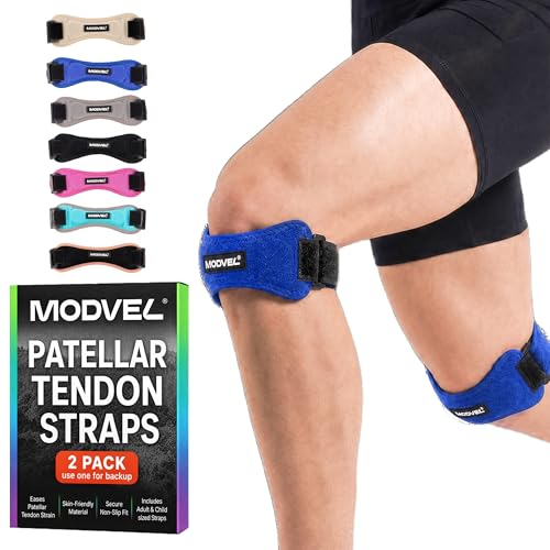 Modvel Knee Strap Patella Tendon Support Brace Band, One Size, 2-Pack - color: Royal Blue